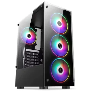 Customized Mini-ITX Mid-Tower PC Case with Tempered Glass Black ATX/MATX Office Case