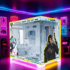 Cyberpunk Themed Gaming Computer Cases & Towers Micro ATX with Tempered Glass Window & Aluminum Alloy Construction