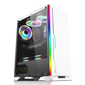 Cyclops ATX Mid Tower Gaming Computer Case with RGB Strip, 7 PCIe Slots, and 140mm Top Water Cooler Support
