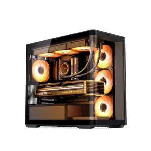 D300 Seaview ATX Full Tower ARGB Gaming Computer Case with Curved Tempered Glass Side Panel