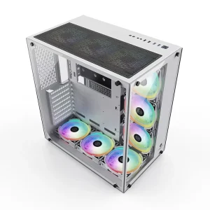 DIY White Aluminum Alloy Gaming EATX ATX MATX Tempered Glass Side Panel Cooling Design Full Tower Pc Case Computer Gaming