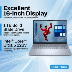 Dell 16 Inch AI Business Laptop Intel Core Ultra 5 226V 16GB LPDDR5X 1TB SSD 2.5K IPS 300nits Win11 Office Backlit Keyboard