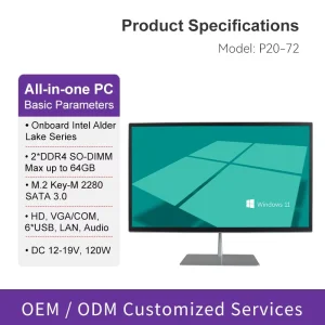 Desktop AIO Computer 16 9 LED Backlit Widescreen Win10 Win11 23.8 Inch All in One PC with Intel 12th Gen Core I5 12450H Cpus