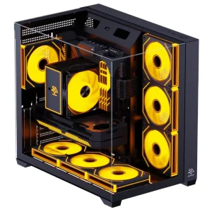 Desktop ATX Tower PC Case with Three-Sided Window High Airflow Cooling