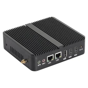 Desktop Fanless Mini PC J6412 Dual RS232 Serial DDR4 2 RJ45 Gigabit LAN Support WIFI MINI PCIE Small Computer
