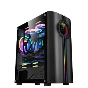 Desktop Gaming PC Case Tempered Glass Side Panel Supports Micro ATX Motherboard
