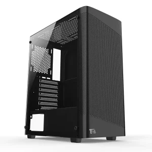 Desktop Gaming PC Case with Full Tempered Glass Side Panel, ATX Support, Water Cooling Support and Rear Cable Management