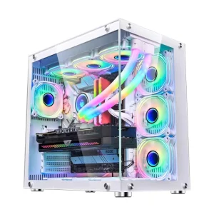 Desktop PC Case Tempered Glass Side Panel 360mm Radiator Liquid Cooling Gaming PC Case Ocean View Design