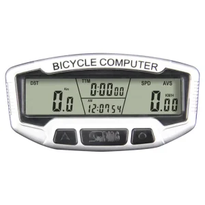 Digital LCD Cycling Bicycle Computer Odometer with Green Backlight, Thermometer and Clock