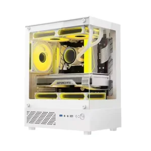 Direct Metal RGB Gaming Computer Tower Vertical MTX Mini Gamer PC Case Glass Side Panel