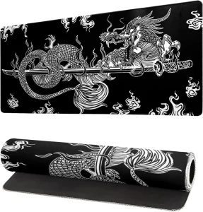 Dragon Large Black Gaming Mouse Pad 31.5×11.8in Non Slip Waterproof