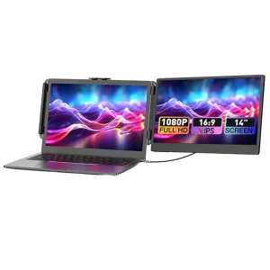 Dual FHD 1080P 14 Inch LCD IPS Portable Laptop Extended Monitor Type-C Built-in Speaker 60Hz