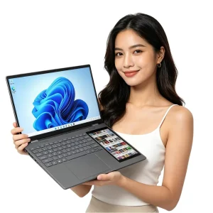 Dual Screen Laptop 15.6 Inch + 7 Inch Touch Screen Intel N100 Processor Gaming Laptop Notebook Computer Business Personal Laptop