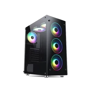 Dual-Sided Tempered Glass ATX Mid Tower Gaming PC Case for Internet Cafes