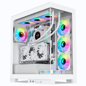 Dual Tempered Glass Side Panel Mid-Tower ATX Gaming PC Case with RGB Fans