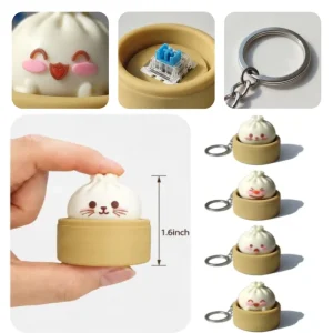 Dumpling Smile Keyboard Fidget Toy Clicker for Adults Stress Relief Sensory Toy Funny Squeeze Keychains Office Anxiety Relief
