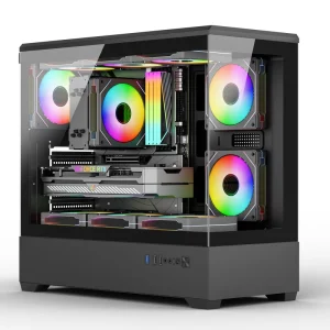 E-ATX Full Tower Gaming PC Case with Support for 9 Fans, 360mm Water Cooling, and Tempered Glass Side Window