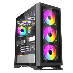 E-ATX RGB Gaming PC Case, Panoramic Tempered Glass