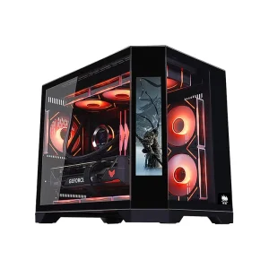 EATX ATX Mid Tower Gaming PC Case with Tempered Glass and RGB