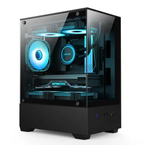 ES8 M-ATX Desktop Computer Case with 240mm Water Cooling Support and Fan