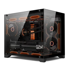 ESGAMING New Design Black Mid Tower Pc Case RGB Tempered Glass Desktop Gaming Computer Cases & Towers Support Liquid Cooler