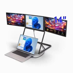 Eimio 1200P Resolution 14 Inch Triple Screen Monitor 72 NTSC Quad Laptop Extender for Learning