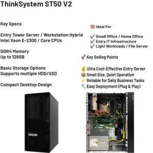 Entry Level Enterprise Mini ThinkSystem ST50 V2 Xeon Processor Tower Server Stock