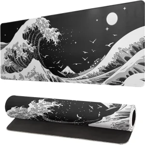 Extra Large Black White Gaming Desk Mouse Pad Custom Size 3mm Thick Rubber Non Slip Heat Transfer Personalized Keyboard Stock