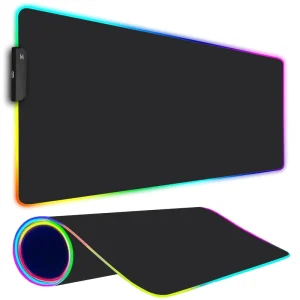 Extra Large RGB Anime Gaming Mouse Pad LED Lighting Anti Slip Rubber & Microfiber Base Customizable Print Wrist Rest