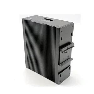 Extruded Black Anodized Aluminum Enclosure Full Vertical Cooling Fins With DIN Rail Bracket for Fanless Industrial PC Shell