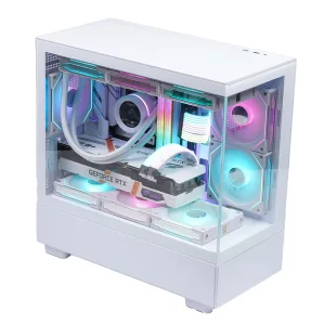 Factory ATX Gaming PC Case M ATX With Tempered Glass, ARGB Fans and Remote