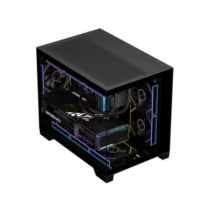 Factory Black MATX Mid Tower PC Case Tempered Glass Liquid Cooler Support
