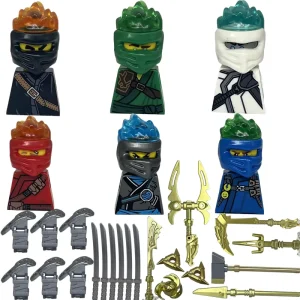 Factory Building Blocks 6 Pcs Movable Building Block Figures Set Ninja Mini Figures with Weapons Collection