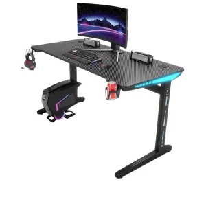 Factory Cross border Steel Computer Gaming Desk Desktop Internet Cafe Home RGB Atmosphere Light E sports Table