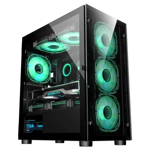 Factory Custom Black ATX Tempered Glass Gaming PC Case Full Tower Horizontal