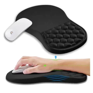 Factory Custom Ergonomic Mouse Pad with Memory Foam Wrist Rest Non-Slip PU Base Wrist Support