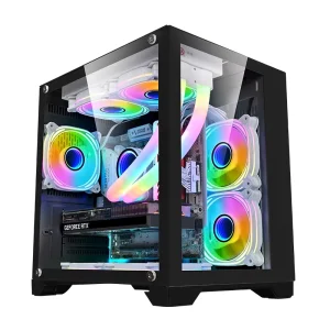 Factory Custom Logo Tempered Glass M-ATX Gaming PC Case