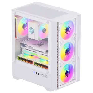 Factory Direct Well-Ventilated M-ATX Mini-ITX Computer Case Gaming Tower Tempered Glass White