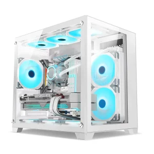 Factory Gaming PC Case White MATX Mid Tower Tempered Glass