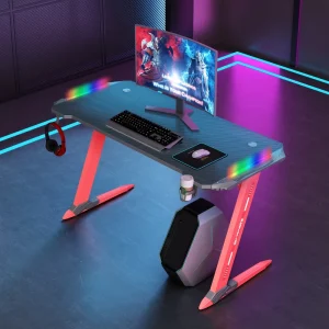 Factory Gaming Tables and Chair Set Carbon Desktop Z Shape Metal Frame E-sport Computer Table Chair Set