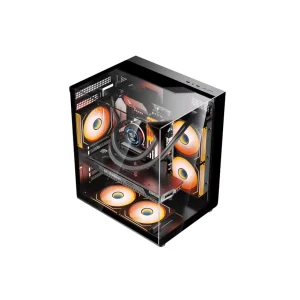 Factory Mid Tower Gaming PC Case Panoramic Tempered Glass MATX Cooling
