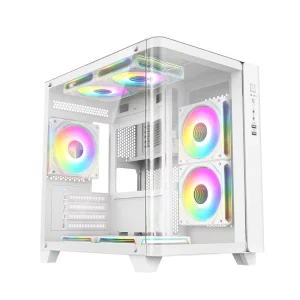 Factory OEM Tempered Glass White Micro ATX/ITX Mid Tower PC Case with RGB and USB 3.0