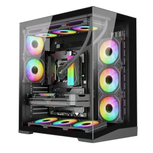 Factory OEM White Panoramic ATX Gaming Computer Case Tempered Glass Mid Tower Chassis Support 11 Fans Type C