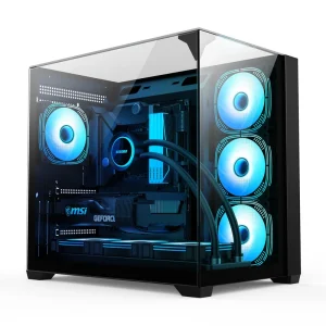 Factory OEM White Panoramic ATX Gaming Computer Case Tempered Glass Mid Tower Chassis Support 360mm Radiator 7 Fans