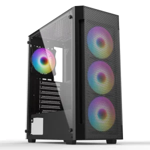 Factory Outlet ATX PC Case Tempered Glass Side Panel Mid Tower Polygonal Mesh Gaming Computer Case