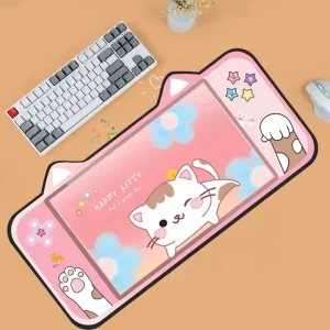 Factory Price Heated Anti Slip Rubber Keyboard Laptop Gaming Office Animation Girls Custom Large Kawaii Cute Cat Ear Mousepad