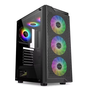 Factory Supplier New High end PC Cabinet Gaming ATX Computer Case Tempered Glass PC Chassis Desktop PC Case With RGB Fans