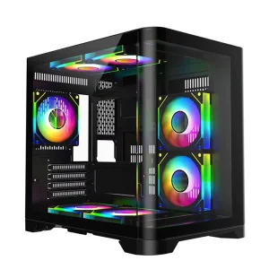 Factory Supply Wide Cube Gaming Computer Case Mid Tower Curved Glass Micro ATX