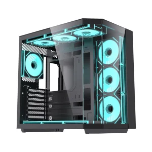 Factory Tempered Glass Gaming PC Case, ATX M-ATX ITX Full Tower with Power Supply