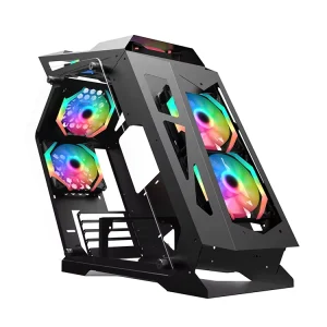 Factory Tempered Glass Side Panel M ATX Gaming PC Case with 4 Fans